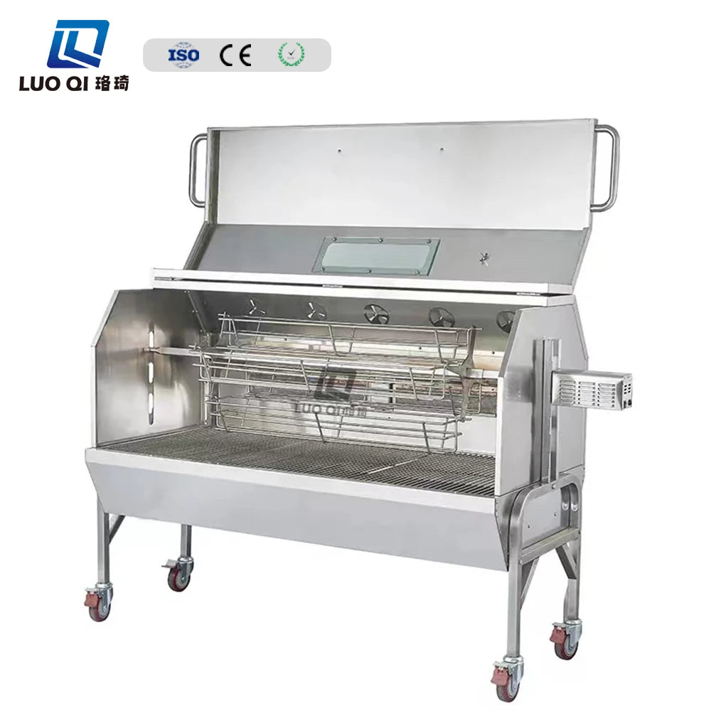 Luxurious Large Rotisserie Stainless Steel Gas and Charcoal BBQ Grill 60KG Outdoor Wholesale Barbecue Grill