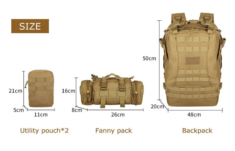 YAKEDA Tactical Backpack Outdoor Mountaineering Tactical Bag Sports Men and Women Large Capacity Wear-resistant Picnic Camping