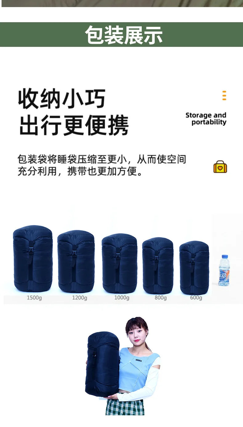 Lightweight Subzero Sleeping Bag Portable Thermal Mummy Hiking Outdoor Backpacking Rectangular Waterproof Winter Hood Camping