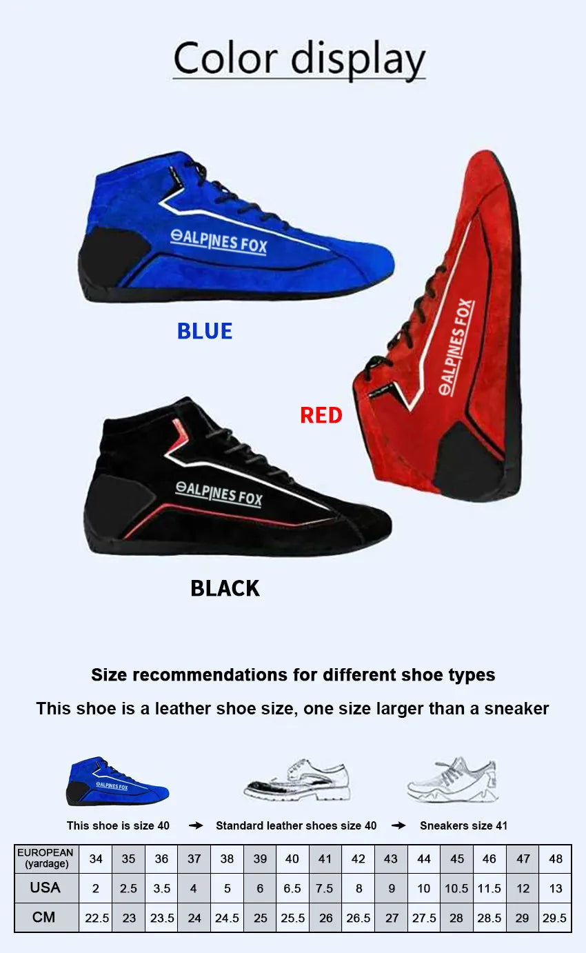 Adult Professional Kart Shoes Cowhide Leather Indoor Basic Karting Shoes Motorcycle Car Club Boots in 3 Color FIA Approved