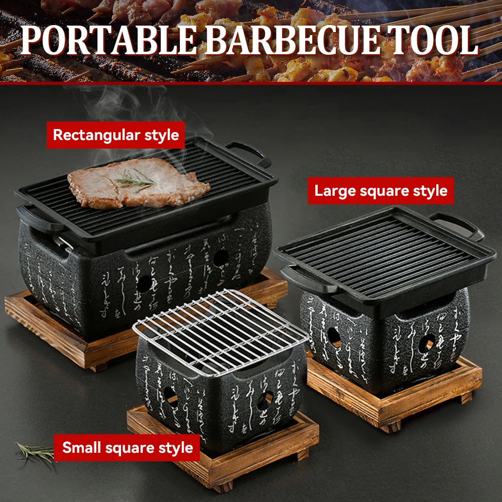 Portable Japanese BBQ Grill Korean Carbon Furnace Charcoal Grill Barbecue Stove Cooking Oven Household Outdoor Barbecue Tool