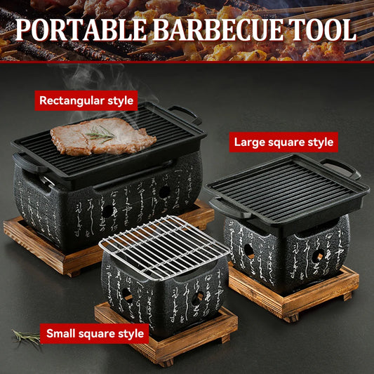 Portable Japanese BBQ Grill Korean Carbon Furnace Charcoal Grill Barbecue Stove Cooking Oven Household Outdoor Barbecue Tool