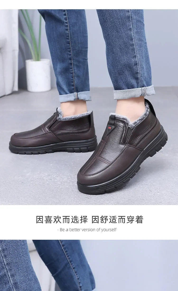 Winter Men's Boots New Plush Warm Waterproof Non Slip Cotton Boots Comfortable Outdoor Cold Proof Ankle Boots Botas Para Hombre