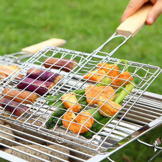 Large Size Stainless Steel Grill Rack Square Mesh Barbecue Fish Roaster Outdoor Camping Picnic Supplies Portable Bbq Grill