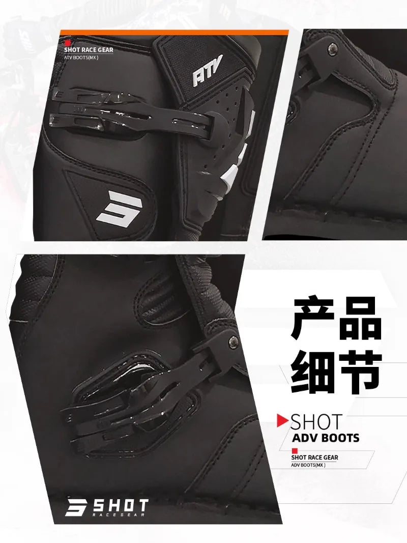 SHOT Off-road Motorcycle BOOTS Riding Rally Boots Waterproof  ATV Microfiber Leather Botas CE Certification Motocross Equipment