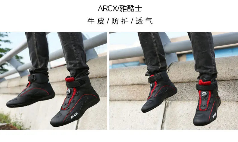 New Arcx Motorcycle Riding Boots Cowhide Casual Motorbike Road Travel Cycling Shoes Men Breathable Botas Four Season For Honda