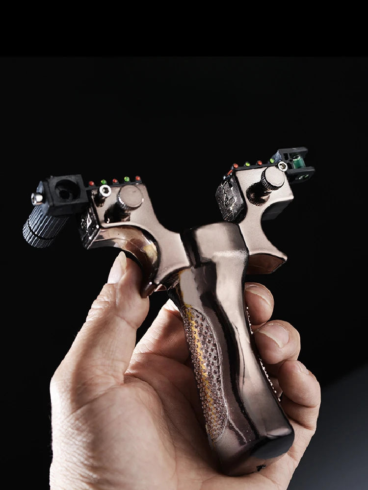 Laser Aiming Resin Slingshot with Flat Rubber Band Set Catapult Outdoor Professional Hunting Shooting Sling Fishing Accessories