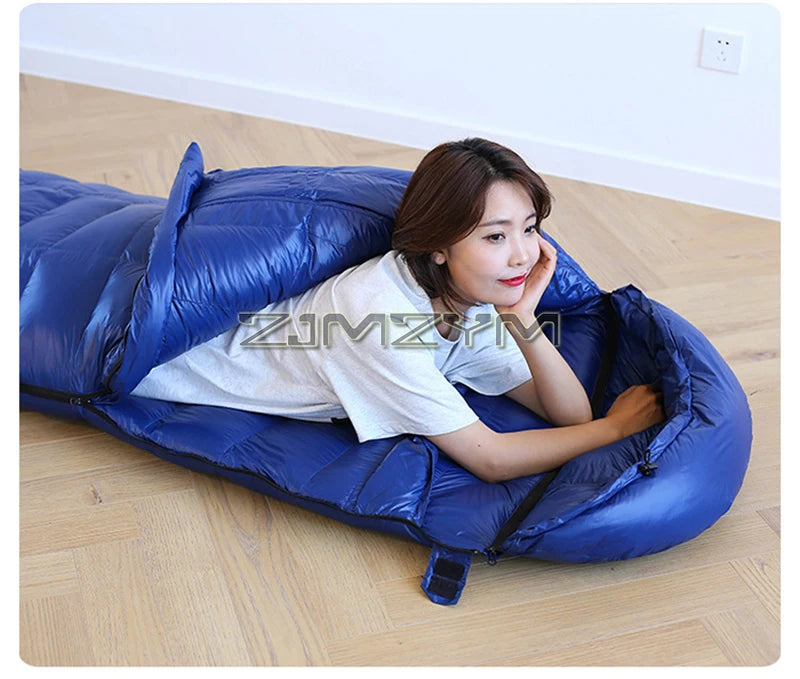 Down Mummy Sleeping Bag for Backpacking, Camping, Waterproof Portable Sleeping Bag, Zip Together for 2 Person Sleeping Bag