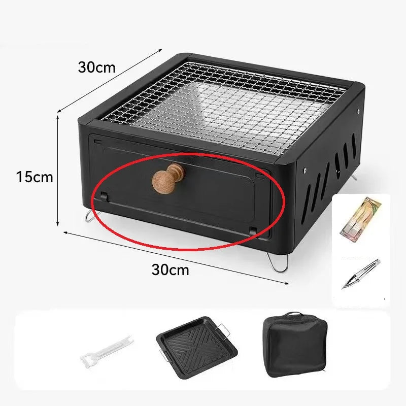 Portable Outdoor Barbecue Stove, Camping Equipment, Charcoal Tea Oven Set Bushcraft Tourism Picnic Cookware Bbq Articles for Use