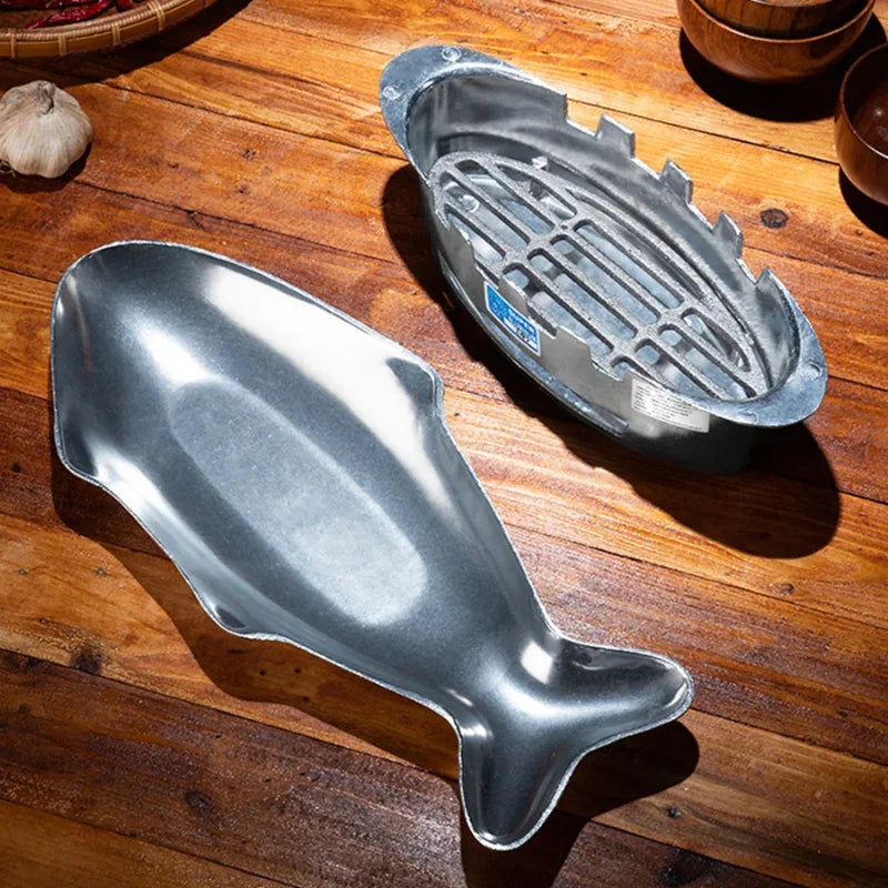 Thai Restaurant Grilled Fish Plate-Specialty Household Tableware Heated Grilled Fish Stove Dining Table Dry Pot Practical Decor