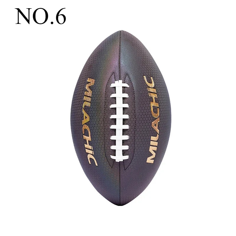 Training Reflective Rugby Ball Professional Grade Ball Toss Kick Practice for Youth Adult, Indoor and Outdoor Use, Size 3, 6, 9