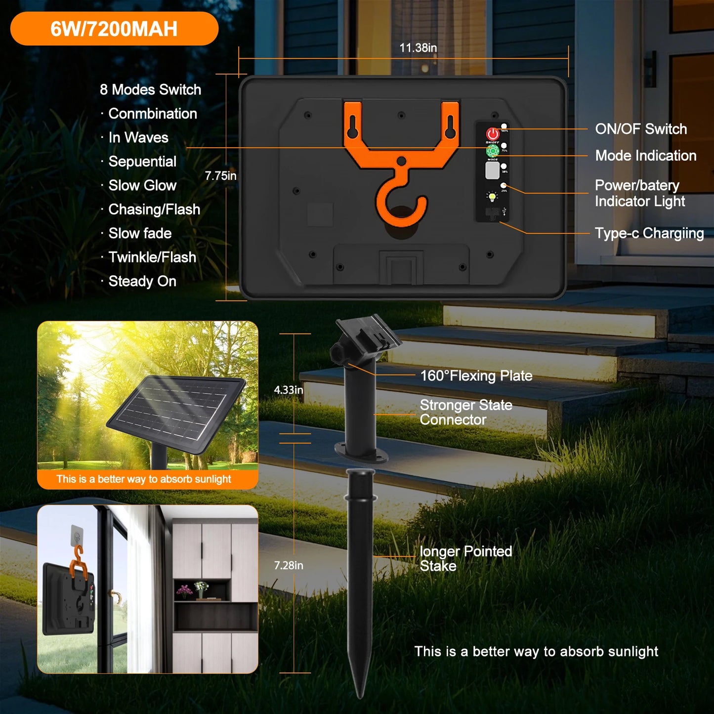 24V Solar Powered COB LED Strip Light Double Side Glow 320 LEDs/m Waterproof Flexible Neon Tape Indoor Outdoor Linear Lighting