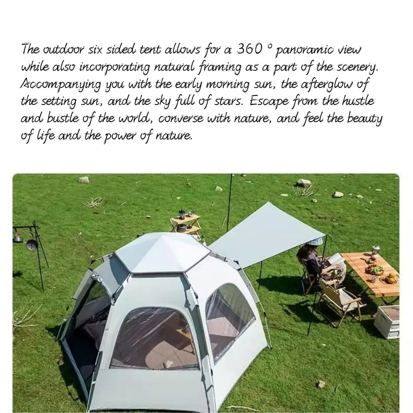 Pop up tents for camping waterproof Portable Windproof tents for camping 4 person family tent with Skylight, Upgraded Large Size