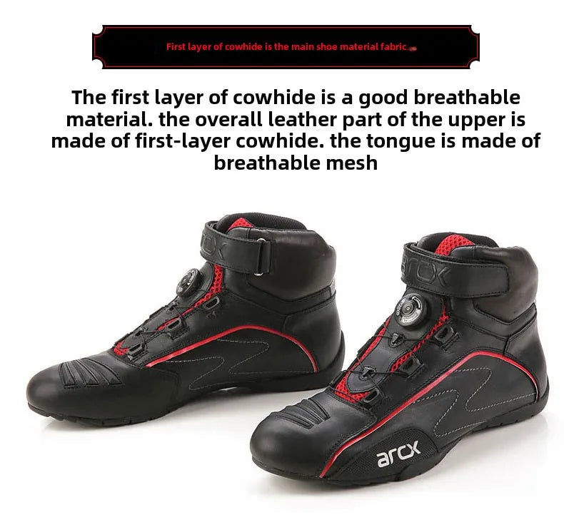 New Arcx Motorcycle Riding Boots Cowhide Casual Motorbike Road Travel Cycling Shoes Men Breathable Botas Four Season For Honda