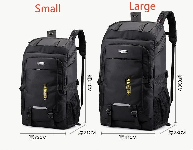60L 80L Hiking Camping Backpack Nylon Waterproof Large Capacity Luggage Rucksack Men Women Outdoor Climbing Travel Sports Bag