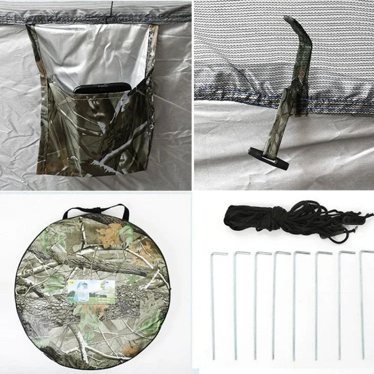 1-2Person Camouflage Ice Fishing Tent Anti-Mosquito  Rain-Proof Sunscreen Double Doors  2 Windows Pop-Up Quick Open150x150x190cm