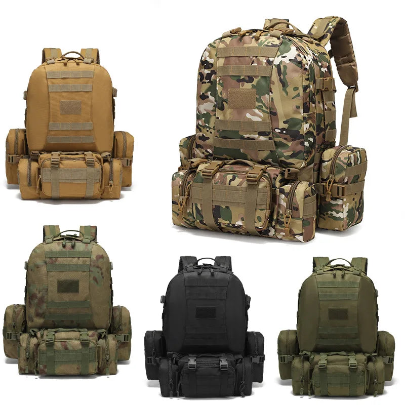 Tactical large capacity backpack camping Oxford cloth outdoor military camouflage mountaineering combination backpack