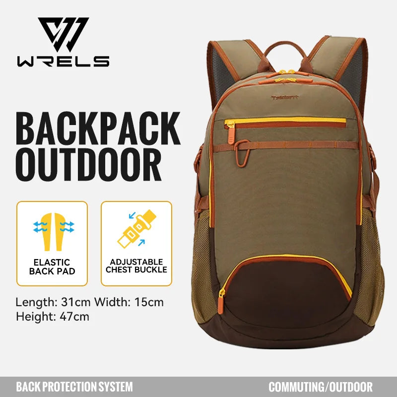 WRELS Backpack Camping Bag Large Capacity Backpack Lightweight Waterproof Mountaineering Bag Breathable Casual Travel Backpack