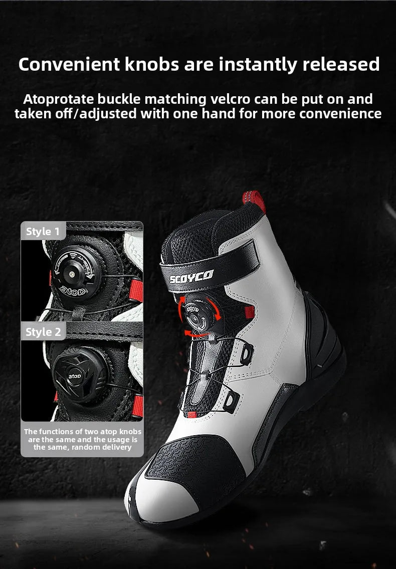 Scoyco R2 Motorcycle Riding Boots Locomotive Anti-drop Shoes Knight Competition Road Racing Shoes Men's Four-season New Products