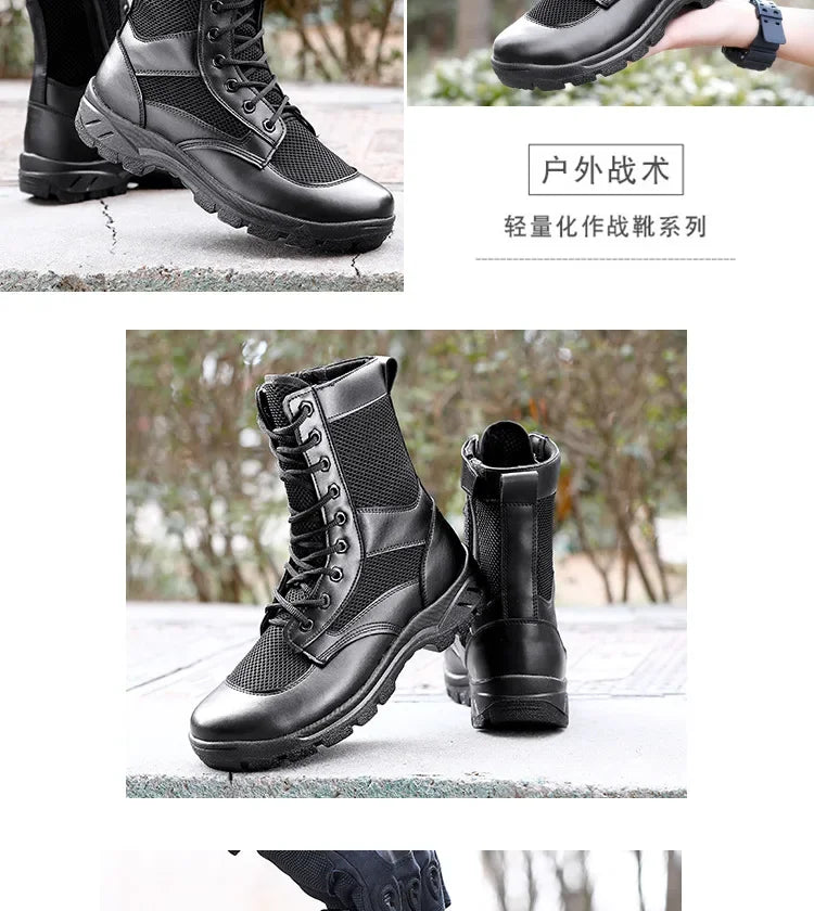 Summer ultra-light combat boots comfortable mesh shoes mountaineering boots men women high-top training boots security shoes