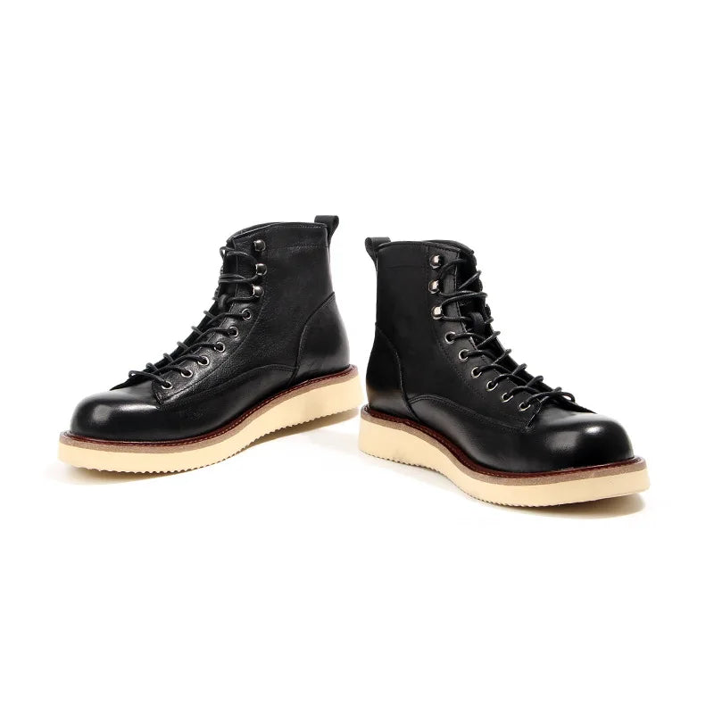 2025 New Vintage Autumn Winter Boots Lace Up Design Male Footwear Cow Real Leather Short Boots Retro Desert Boots Man Shoes A082