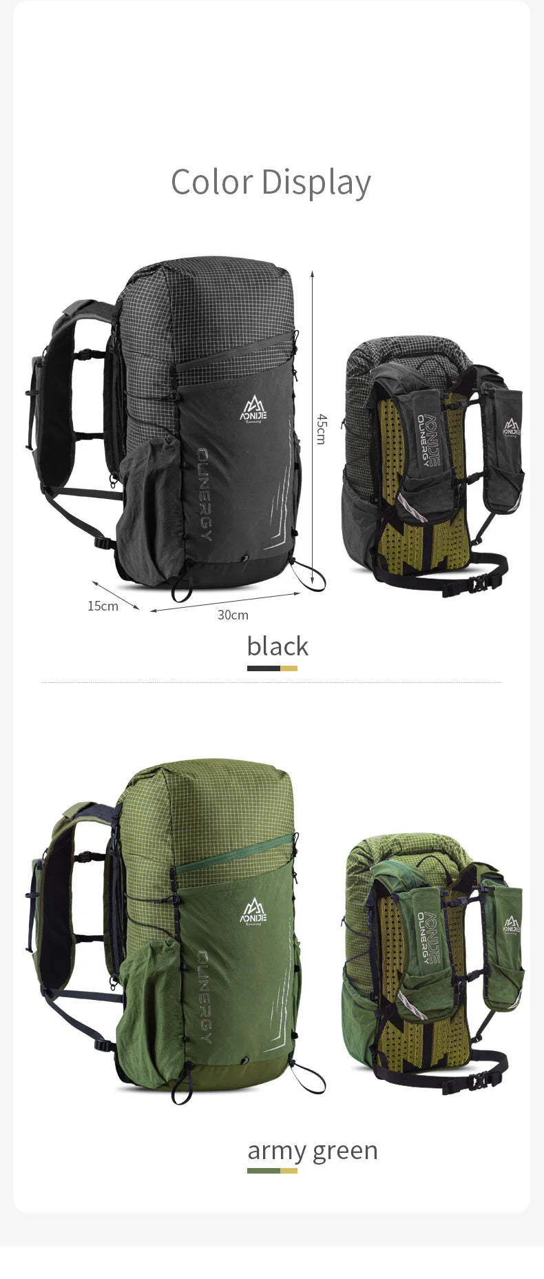 AONIJIE C9111 30L Unisex Multipurpose Hiking Backpack Daypack Travel Bag For Outdoor Trekking Climbing Mountaineering Camping