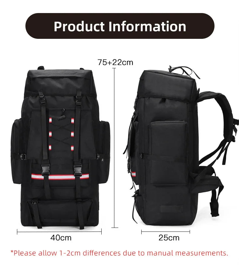 130L Hiking Camping Backpack Travel Large Luggage Bag Men Trekking Outdoor Sports Pack Molle Trekking Rucksack for Men Big Bag