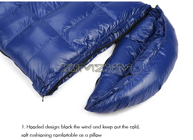 Down Mummy Sleeping Bag for Backpacking, Camping, Waterproof Portable Sleeping Bag, Zip Together for 2 Person Sleeping Bag