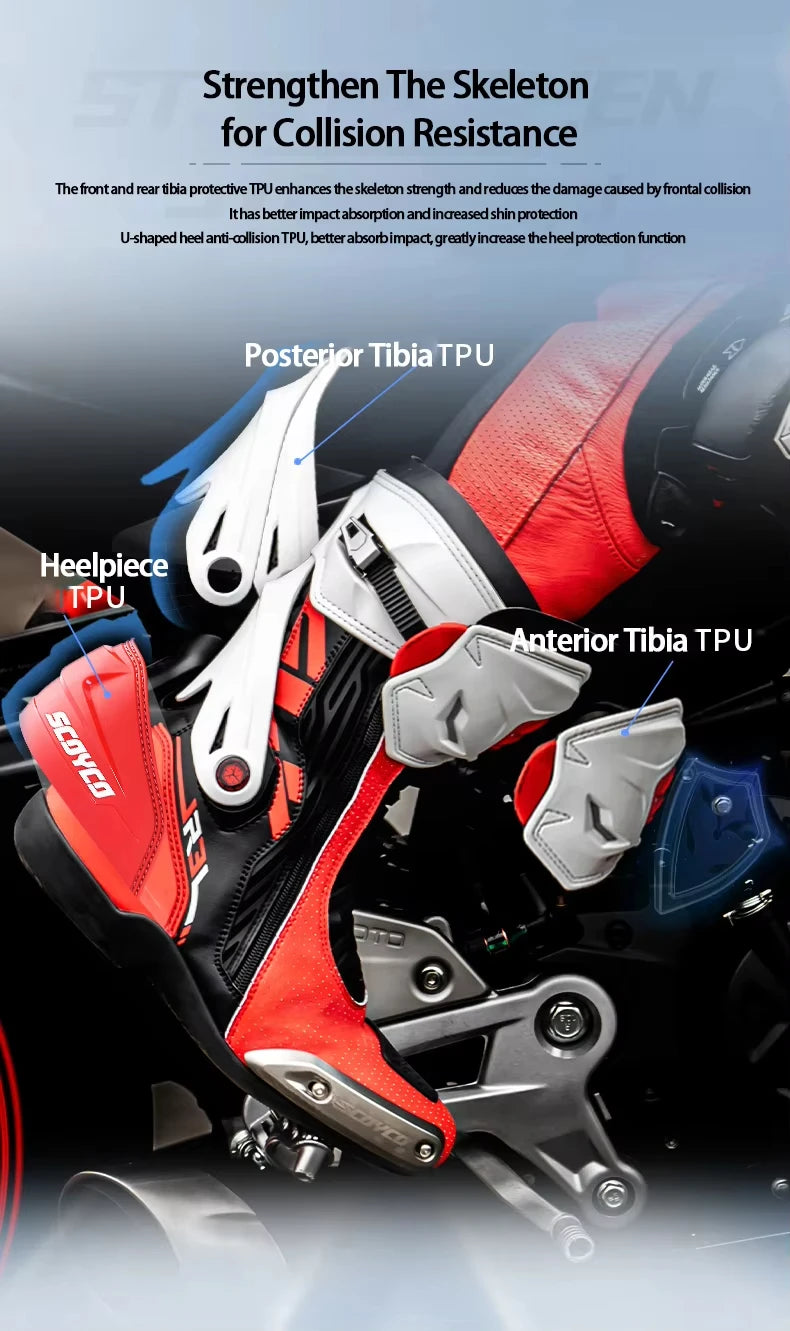 SCOYCO Motorcycle Racing Boots Unisex Waterproof Motorbike Boot Anti Fall Slip Resistant Biker For Protection Motocross Footwear