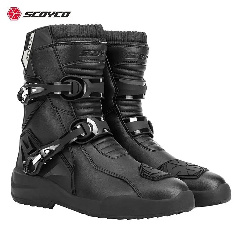 Scoyco Enduro Motorcycle Boots Waterproof Motorcyclist Botas Brown Leather Motocross Boots Off Road Racing Black For Men Knight