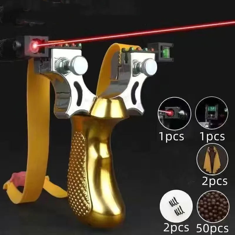 Laser Aiming Slingshot Set Resin Outdoor Hunting Catapult with Flat Rubber Band Outdoor High Precision Shooting Accessories Tool
