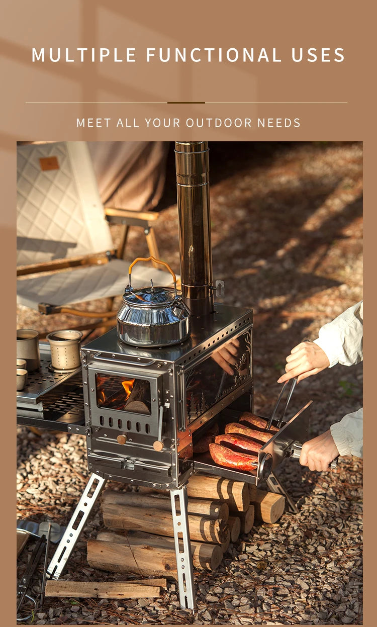 Firewood Stove Tent Heater Wood Furance Pellet Stove Brazier Grill Outdoor Camping Stove Portable Tent Heating Drawer Oven New