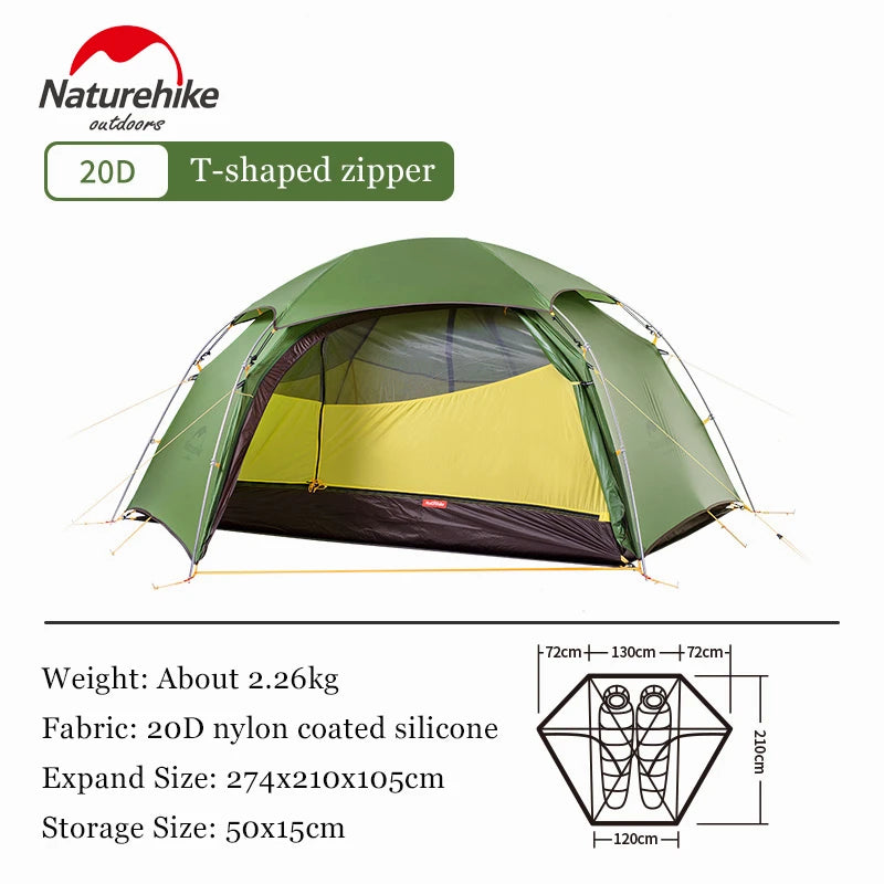 Naturehike Cloud Peak 20D Nylon Tent Ultralight 2 Persons Camping Hiking Outdoor Tent 4 Season Double Layer Backpack camper Tent