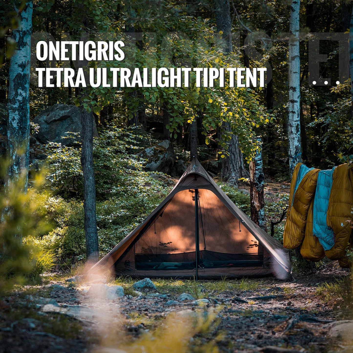 OneTigris TETRA Camping Tent 1-2 Person 3000mm Waterproofed Lightweight Backpacking Tipi Tent | Inner Mesh Tent Option Available