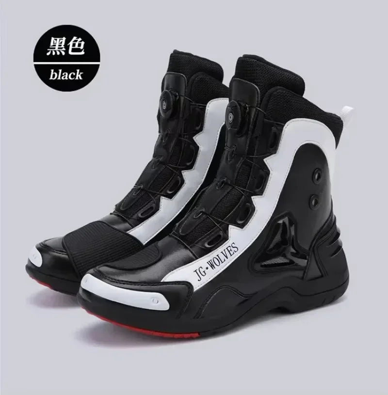 Non-slip  Motorcycle Protective Rubber Soles Boots Casual Motorcycle Boots Men's Leather Boots Motorcycle Riding Shoes