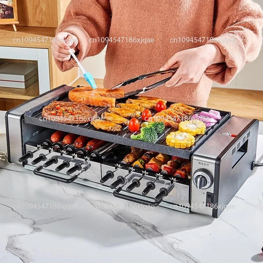 SYK-10 Electric Griddle BBQ Grill smokeless electric oven BBQ electric grill barbecue grill Automatic Rotary Kebab Machine