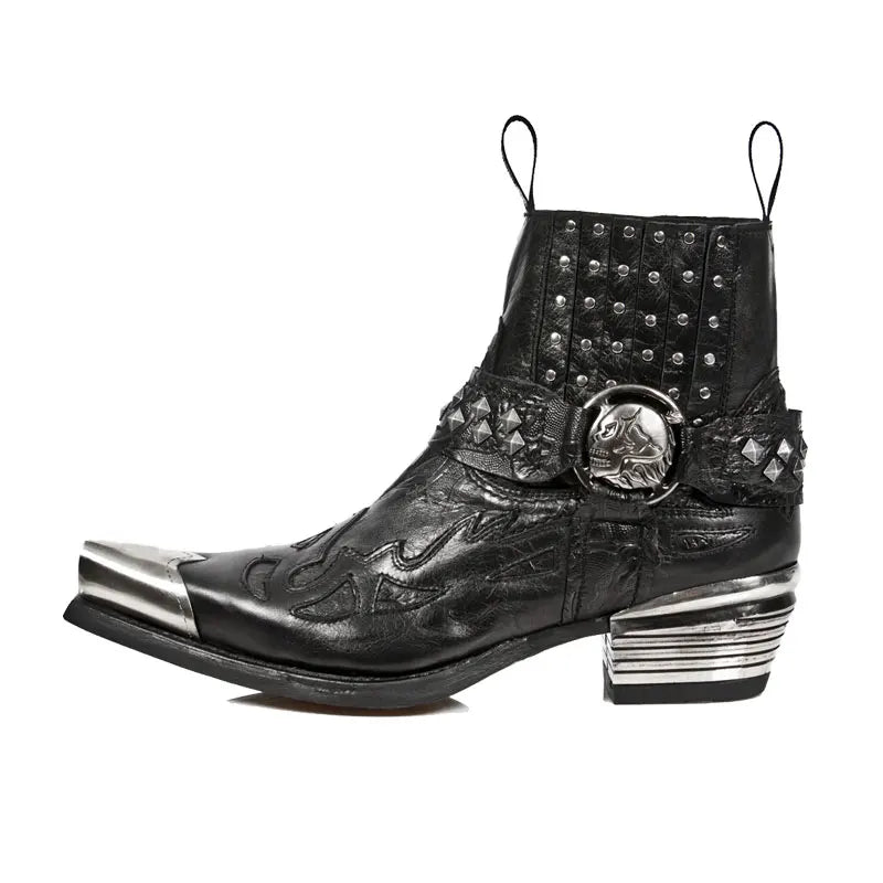 2025 New Men Popular Pointed Western Short Spanish Tide Brand Punk Rivet Leather Women Sneakers Chelsea Boots