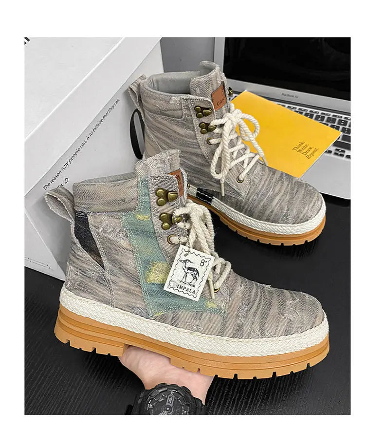 Motorcycle Riding Shoes Casual Commuter Boots Protective Fall Resistant Wear Boots Four Seasons Riding Shoes Denim Casual Shoes