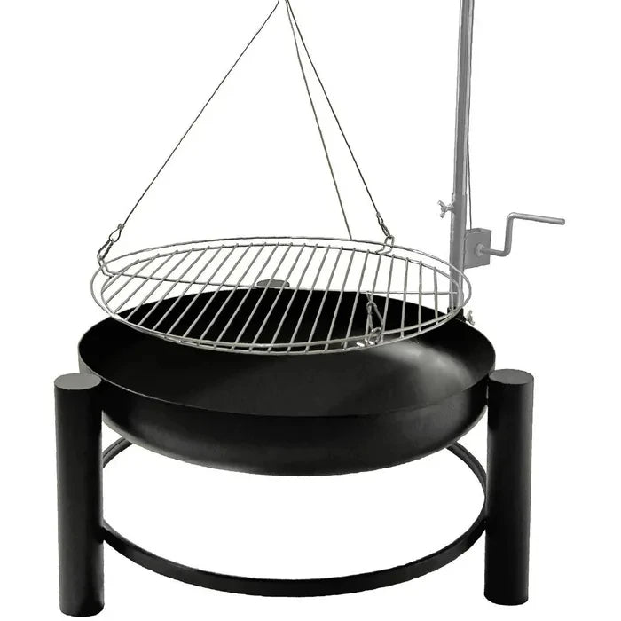 Backyard Height Adjustable Barbecue Grill with Tripod Charcoal Fire Pit Outdoor Camping Hanging Charcoal BBQ Grill