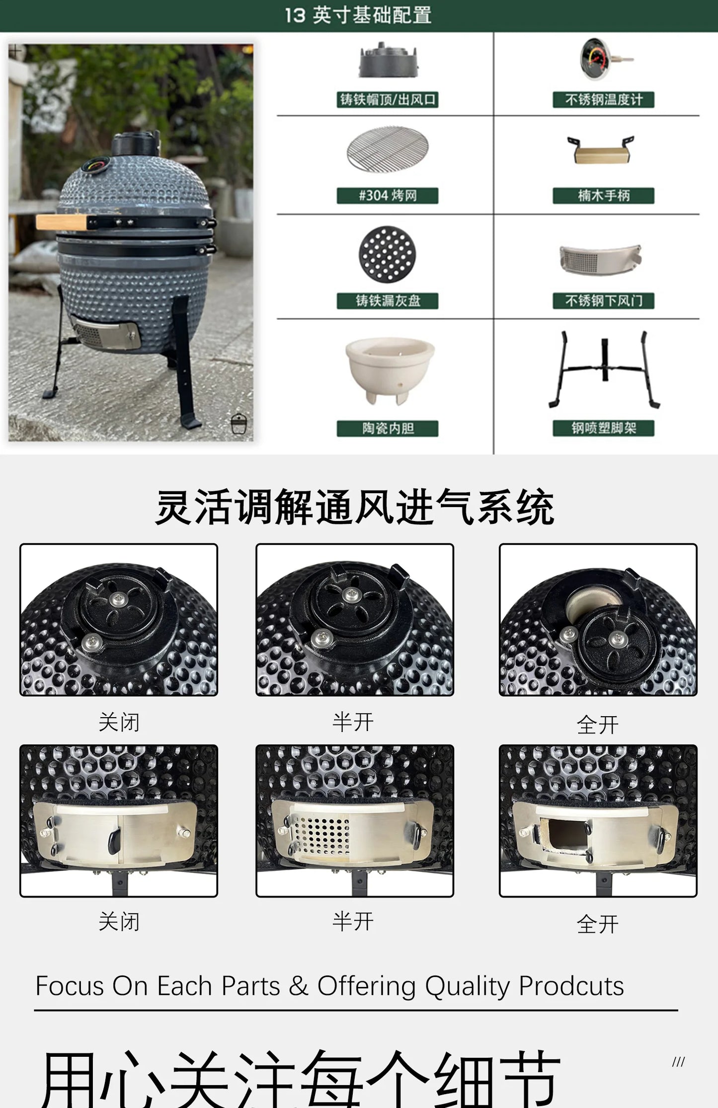 Outdoor grill bbq smoked ceramic stew grill pizza charcoal grill villa garden outdoor kitchen