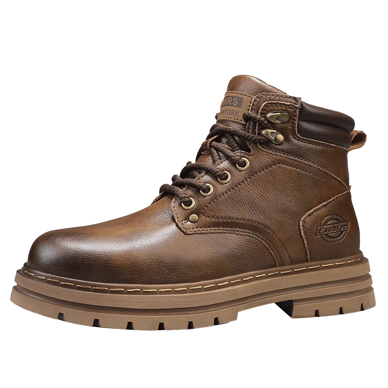 High Top Boots Men's Leather Shoes Fashion Motorcycle Ankle Boots for Men Winter Boots Man All-match Shoes Lace-Up Botas Hombre