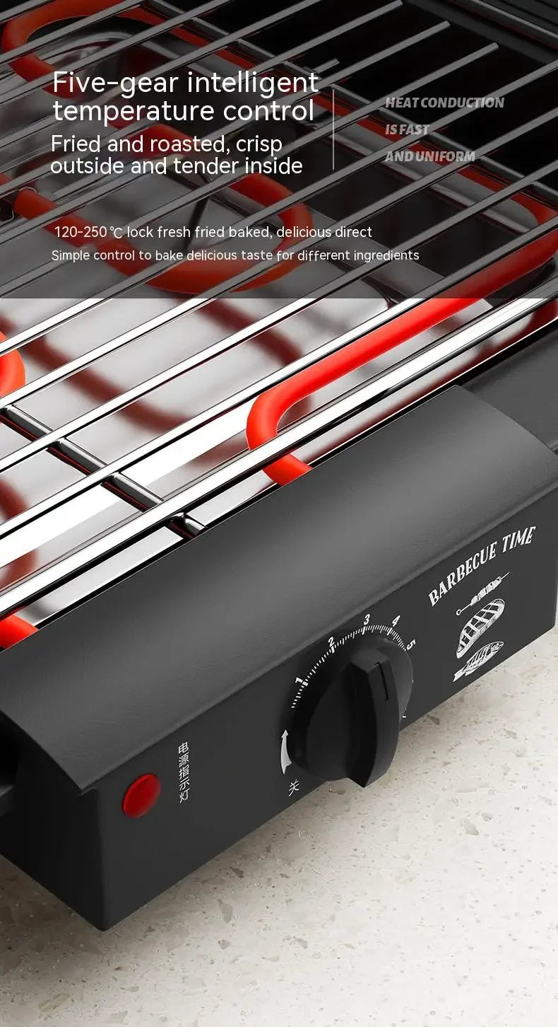 Electric Grill Indoor Smokeless Portable Food Barbecue Grill Smokeless Household Barbecue Grill Barbecue Skewers Portable Stove