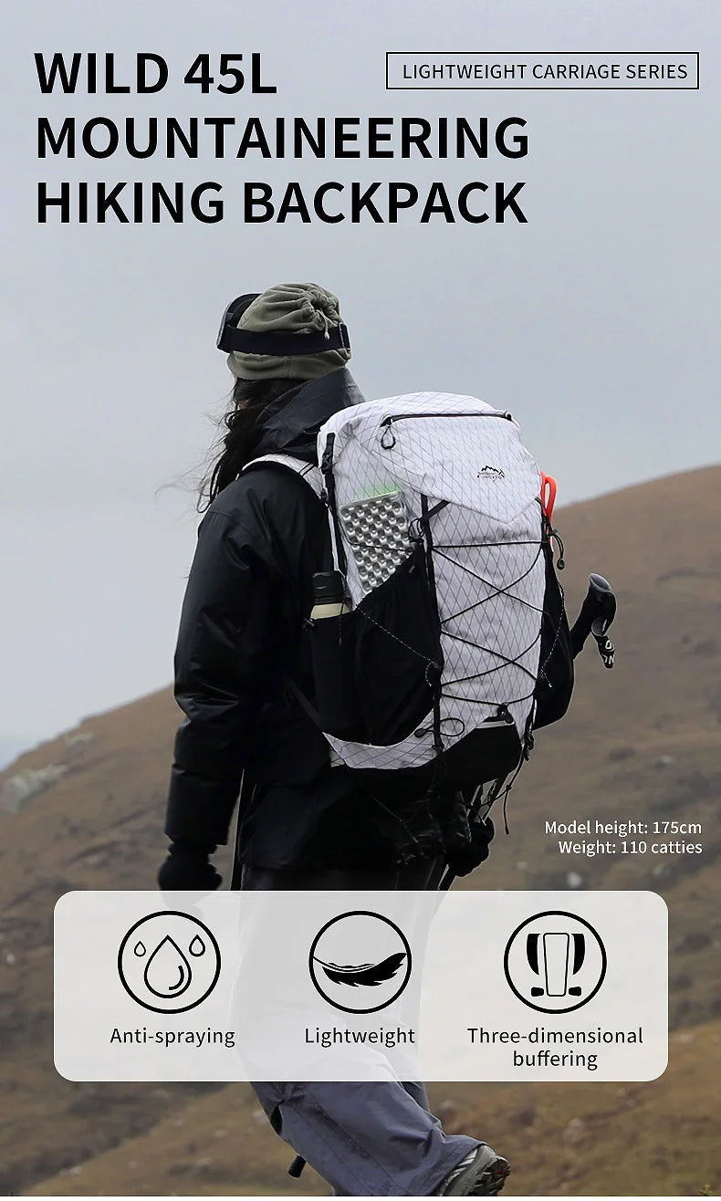 40L hiking bag outdoor backpacking hiking backpack outdoor hiking bag waterproof and breathable shoulder-lined backpack