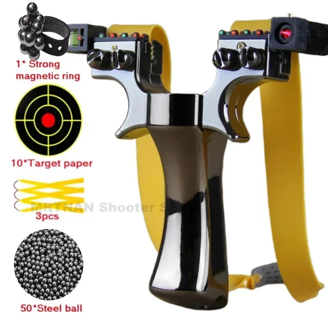 Powerful Laser Slingsshot Upgrade Outdoor Shooting Catapult Double Screw Quick Pressure Rubber Band Hunting Slingshot