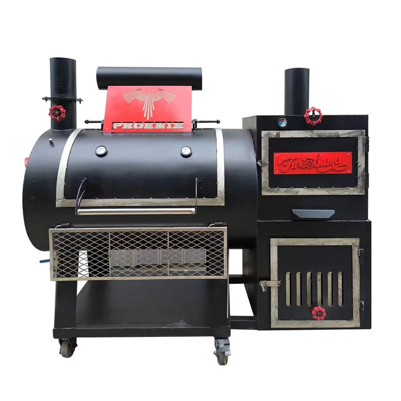 Customized Large Outdoor Barbecue Grill With Wheels Charcoal BBQ Grills With Offset Smoker Charcoal Grills for Sale