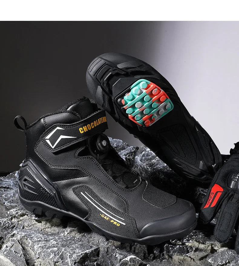 Riding Boots for Men Motorcycle New Leather Collision Avoidance Motos Shoes Anti Slip Wear-Resistant Motocross Protective Shoes