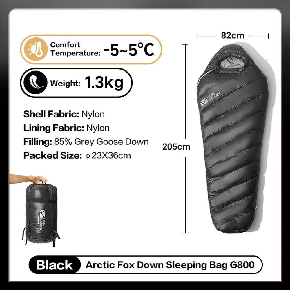 Mobi Garden Winter Warm Sleeping Bag -25 ℃ ~0 ℃   Goose down Thickened 650Fp Mummy Type Outdoor Camping Adult down Sleeping Bag