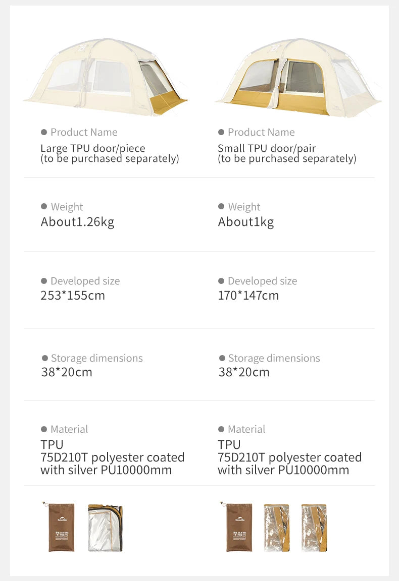 Naturehike Outdoor 4-6 Person Camping Dune 10.9 Tent One Bedroom One Living Room Hiking Tent 75D Nylon Camping Tents Canopy