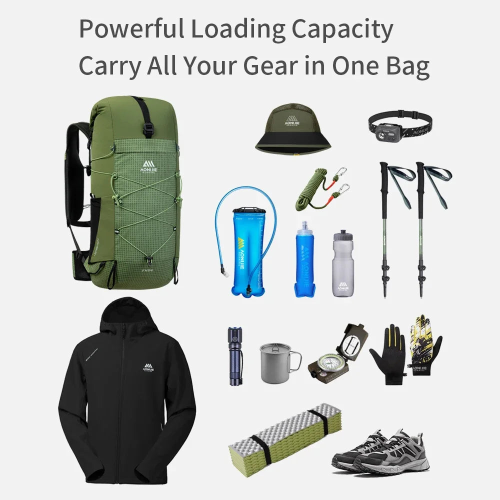 AONIJIE FH2524 24L Hiking Large Capacity Backpack for Women Men Multifunctional Lightweight Daypack for Climbing Camping Touring