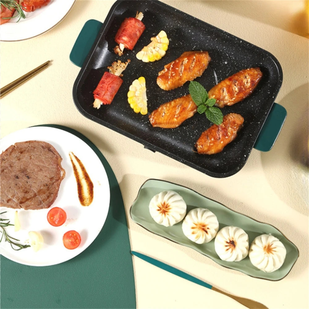Multifunctional Electric BBQ Grill 26cm Square Mini Electric Baking Tray Pancake Steak Electric Wok  Kitchen Fry Pan Baking Tray